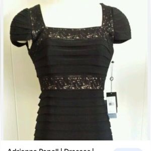 Adrianna Papell black cap sleeve cocktail dress